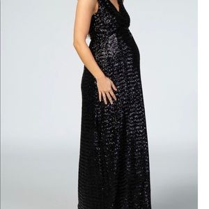 Black Sequin V Neck Sleeveless Maternity XL